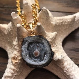 Beautiful/Unusual Small Geode Pendant & Necklace